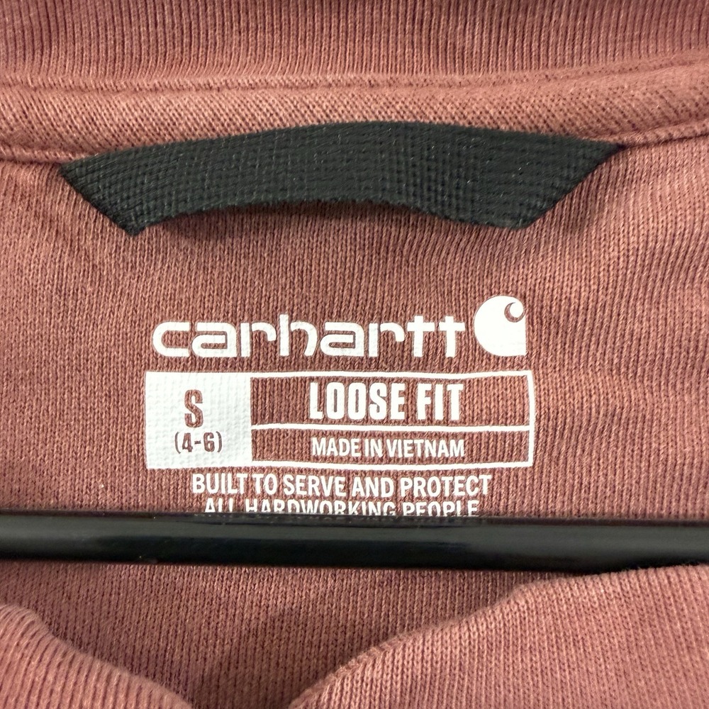 Carhartt Sweatshirt Women's Small Rust Loose Fit Midweight French Terry Henley - Picture 2 of 8